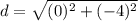 d=\sqrt{(0)^{2}+(-4)^{2}}