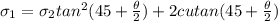 \sigma_1 = \sigma_2 tan^{2}(45+ \frac{\theta}{2}) +2cu tan(45+ \frac{\theta}{2})
