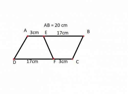 Abcd is a parallelogram such that ab is parallel to dc and da parallel to cb. the length of side ab
