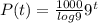 P(t)=\frac{1000}{log 9}9^t