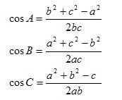 Law of cosines in (triangle )rst if r = 14 yd s = 9 yd t = 6 yd find m