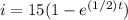 i=15(1 - e^{(1/2)t})
