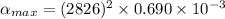 \alpha_{max}=(2826)^2\times0.690\times10^{-3}