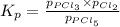 K_{p} = \frac{p_{PCl_{3}} \times p_{Cl_{2}}}{p_{PCl_{5}}}