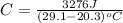 C=\frac{3276J}{(29.1-20.3)^oC}