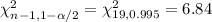 \chi^2_{n-1,1-\alpha/2}=\chi^2_{19,0.995}=6.84