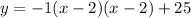 y=-1(x-2)(x-2)+25