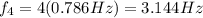 f_4 = 4 (0.786 Hz)=3.144 Hz