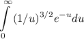 $\int\limits_0^\infty {(1/u)^{3/2} e^{ - u} {du}$