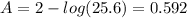 A = 2-log(25.6)=0.592