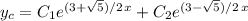 y_c=C_1e^{(3+\sqrt5)/2\,x}+C_2e^{(3-\sqrt5)/2\,x}