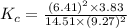 K_c=\frac{(6.41)^2\times 3.83}{14.51\times (9.27)^2}