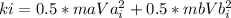 ki=0.5*maVa_{i}^2+0.5*mbVb_{i}^2