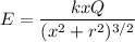 E=\dfrac{kxQ}{(x^2+r^2)^{3/2}}