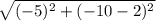 \sqrt{(-5)^{2} + (-10-2)^{2}}