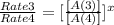 \frac{Rate3}{Rate4}= [\frac{[A(3)]}{[A(4)]}]^{x}