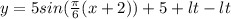 y=5sin(\frac{\pi}{6} (x+2))+5+lt-lt