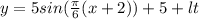 y=5sin(\frac{\pi}{6} (x+2))+5+lt