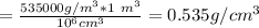 =\frac{535000g/m^{3}*1\ m^{3}  }{10^{6} cm^{3} } =0.535 g/cm^{3}
