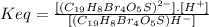 Keq=\frac{[(C_{19}H_8Br_4O_5S)^{2-}].[H^+]}{[(C_{19}H_8Br_4O_5S)H^-]}