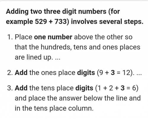Explain one way to add 3 digit number