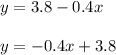 y = 3.8 - 0.4x\\\\y=-0.4x+3.8