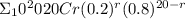 \Sigma _10^20 20Cr (0.2)^r (0.8)^{20-r}