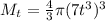 M_t=\frac{4}{3}\pi(7t^3)^3