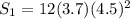 S_1=\farc{1}{2}(3.7)(4.5)^2