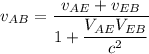 v_{AB}=\dfrac{v_{AE}+v_{EB}}{1+\dfrac{V_{AE}V_{EB}}{c^2}}