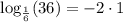 \text{log}_{\frac{1}{6}}(36)=-2\cdot 1
