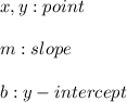 x,y:point \\ \\ m: slope \\ \\ b:y-intercept