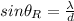 sin\theta _R = \frac{\lambda}{d}