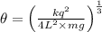 \theta =\left (\frac{kq^{2}}{4L^{2}\times mg}  \right )^{\frac{1}{3}}