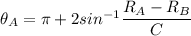 \theta _A=\pi +2sin^{-1}\dfrac{R_A-R_B}{C}