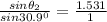 \frac {sin\theta_2}{sin{30.9}^0}=\frac {1.531}{1}