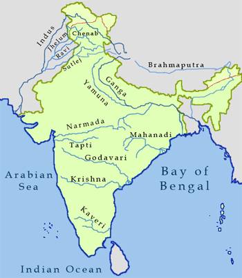 What body of water lies southeast of india