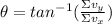 \theta = tan^{-1}(\frac{\Sigma v_{y}}{\Sigma v_{x}})