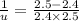 \frac{1}{u} = \frac{2.5 - 2.4}{2.4\times 2.5}