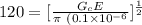 120=[\frac{G_cE}{\pi\ (0.1\times10^{-6}}]^\frac{1}{2}