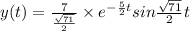 y(t)=\frac{7}{\frac{\sqrt{71}}{2}}\times e^{-\frac{5}{2}t}sin\frac{\sqrt{71}}{2}t
