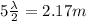 5 \frac{\lambda}{2} = 2.17 m