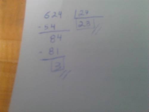 What is the partial quotient of 624 divided by 27