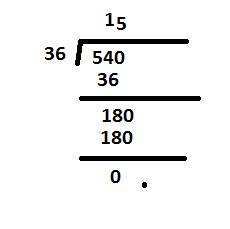 Partial quotients 36 divided by 540