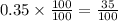 0.35\times \frac{100}{100}=\frac{35}{100}