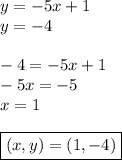 y=-5x+1\\&#10;y=-4\\\\\&#10;-4=-5x+1\\&#10;-5x=-5\\&#10;x=1\\\\&#10;\boxed{(x,y)=(1,-4)}