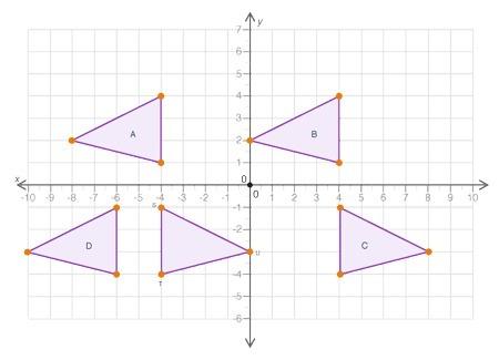 ~-~50 points! ~-~ the figure below shows triangle stu and some of its transformed images on a coordi
