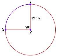 (98 points) in the diagram below, what is the approximate length of the minor arc xy? a. 18.8 cm b.