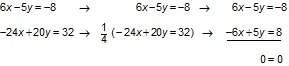 The system of equations shown is solved using the linear combination method what does 0 = 0 mean reg