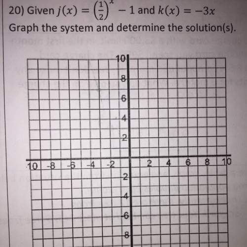 Giving 50 points! ]given j(x)=(1/2)^x -1 and k(x) =-3 graph the system and determine the solution(s)